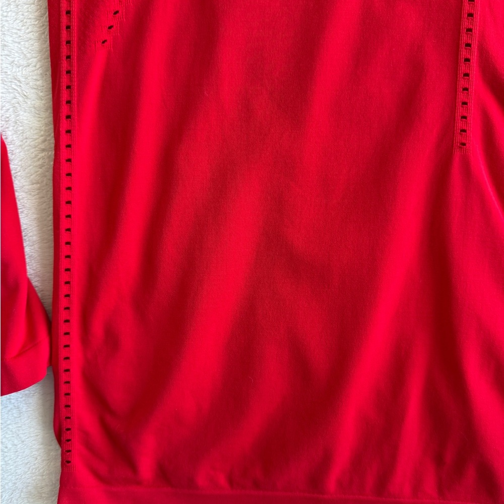 Athleta Red Athleisure Size L Long Sleeve Perforated Detail Lightweight Top - Picture 6 of 16